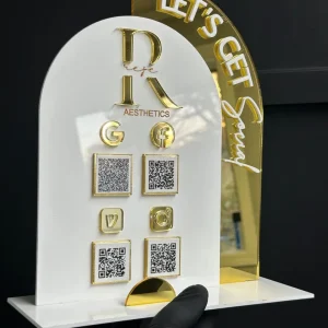 PREMIUM 4 QR STANDEE WITH  GOLDEN MIRROR BACK