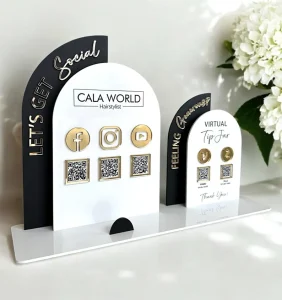 Premium 5 Qr standee Acrylic Social Media for Marketing, Business Card Holder, Website, Instagram, Facebook