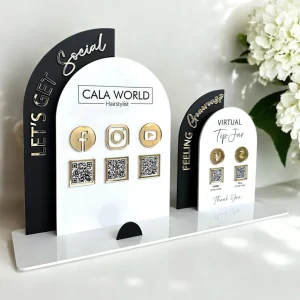 Premium 5 Qr standee Acrylic Social Media for Marketing, Business Card Holder, Website, Instagram, Facebook